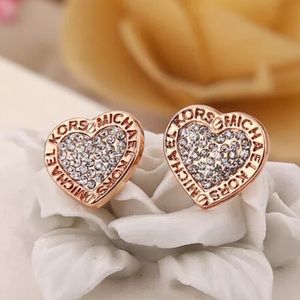 Rose Gold MK Heart Stud Earrings
