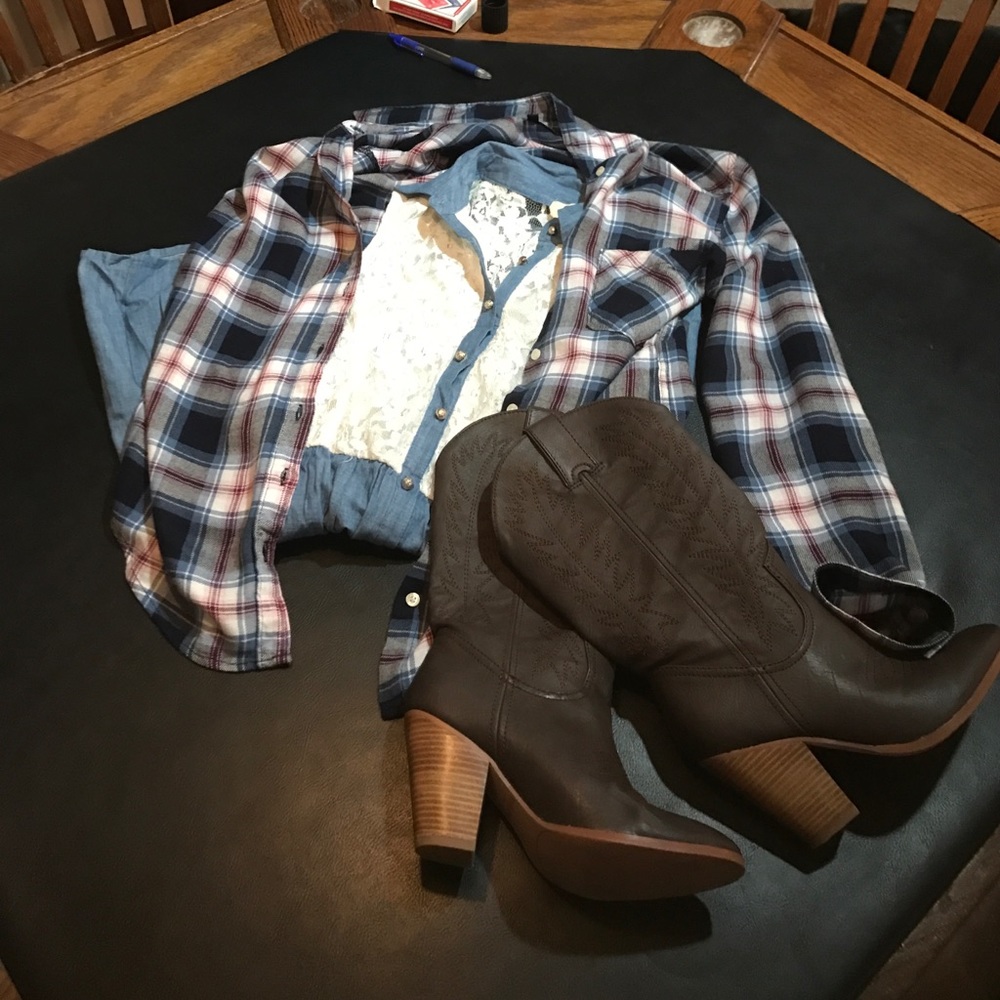 Lace and denim dress