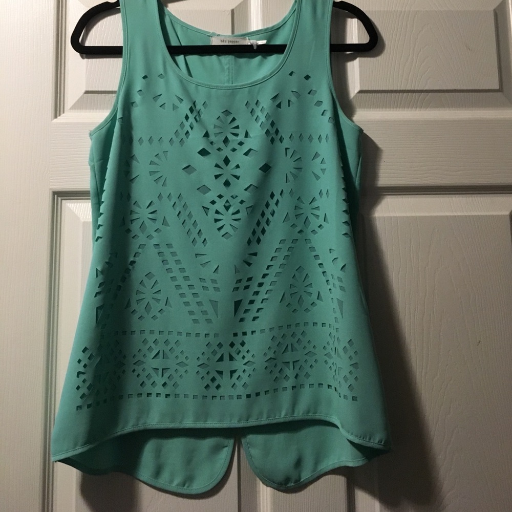 Blu Pepper Mint cutout tank S