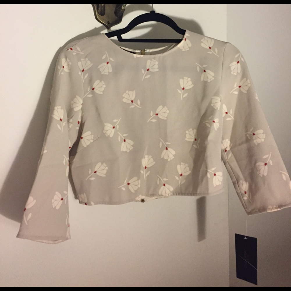 Zara floral cropped blouse