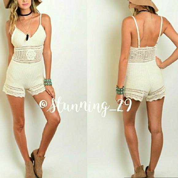 ๐THE ANDRENA CREAM CROCHET ROMPER - Picture 4 of 7