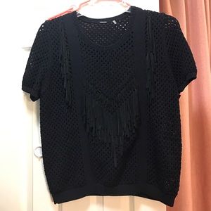 Black fringe top