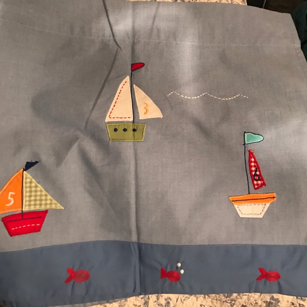POTTERY BARN SAIL BOATFISH Appliqué VALANCE 18in x 45in lot2