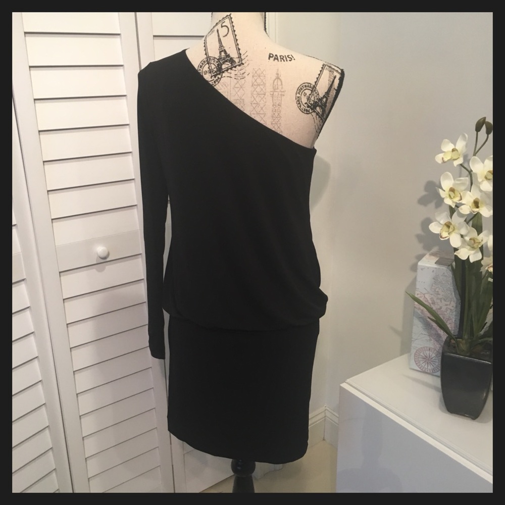 NTW Black One Shoulder long sleeve mini dress - Picture 4 of 8