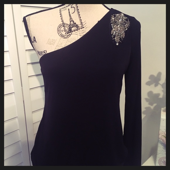 NTW Black One Shoulder long sleeve mini dress - Picture 6 of 8