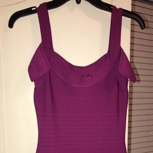 GUESS purple bandage dress cold shoulder sleeves