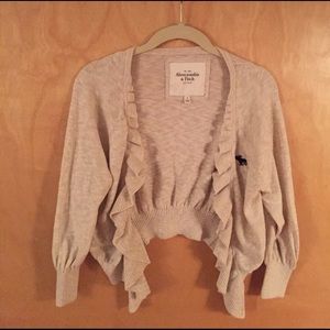 Cream abercrombie, short bollero cardigan, size s