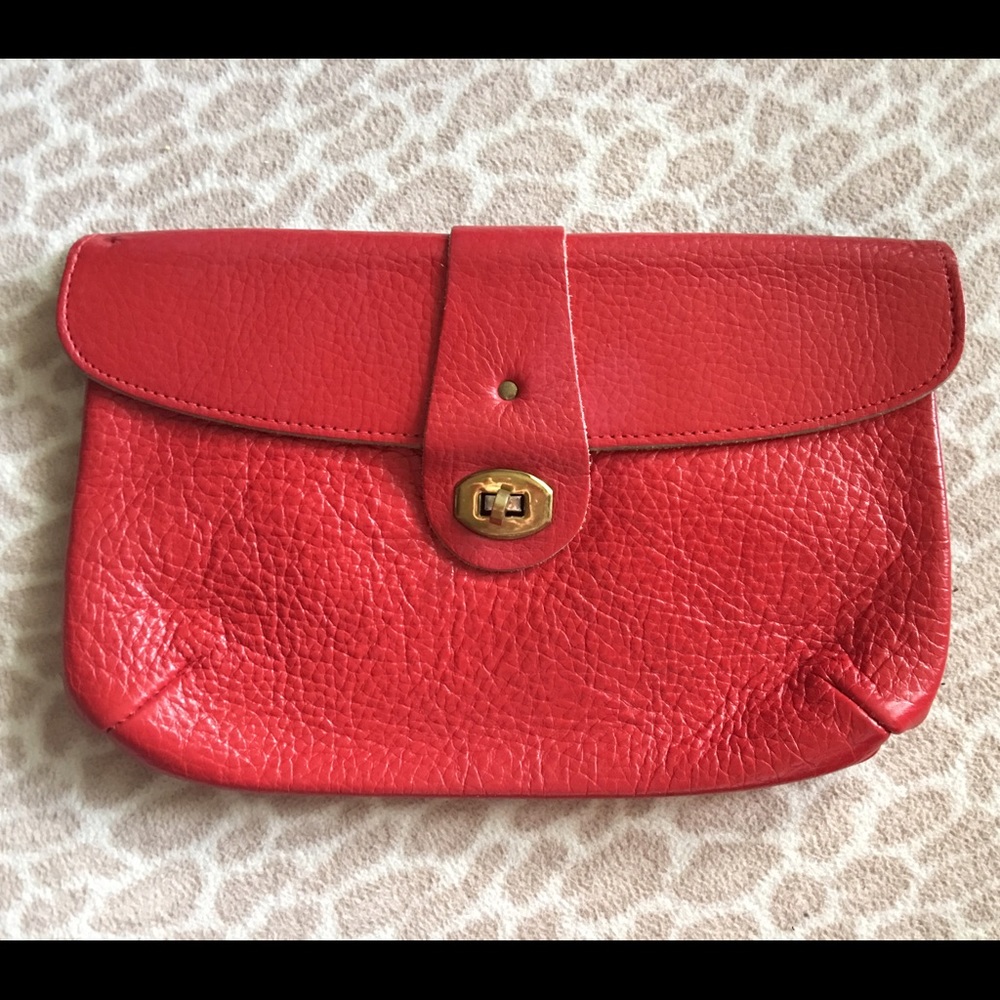 Vintage Red Leather Clutch