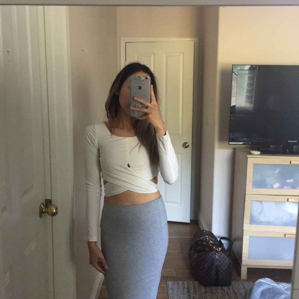 TOBI Crossover Long Sleeve Top