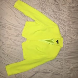 Neon Green Topshop Cropped Blazer