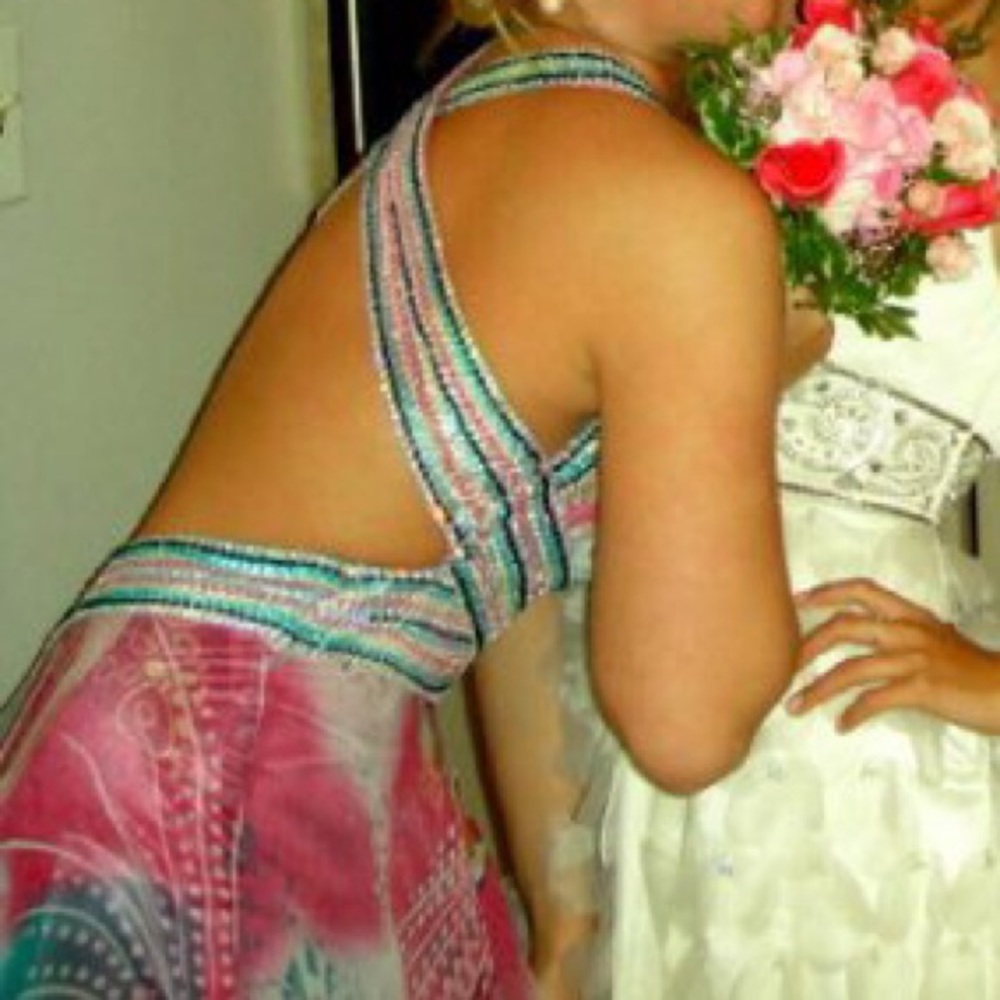 PROM DRESS- Pink and blue chiffon