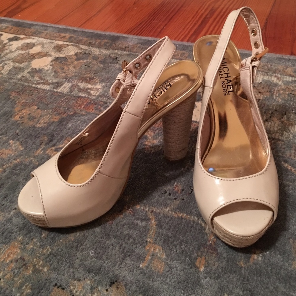 Size 5 Michael Kors patent peep-toe heel