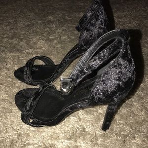 Black Velvet Strappy Heels