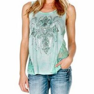Miss me tank top with lace on sides