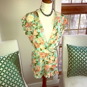 Rag Therapy Floral Shorts Romper Size S/M