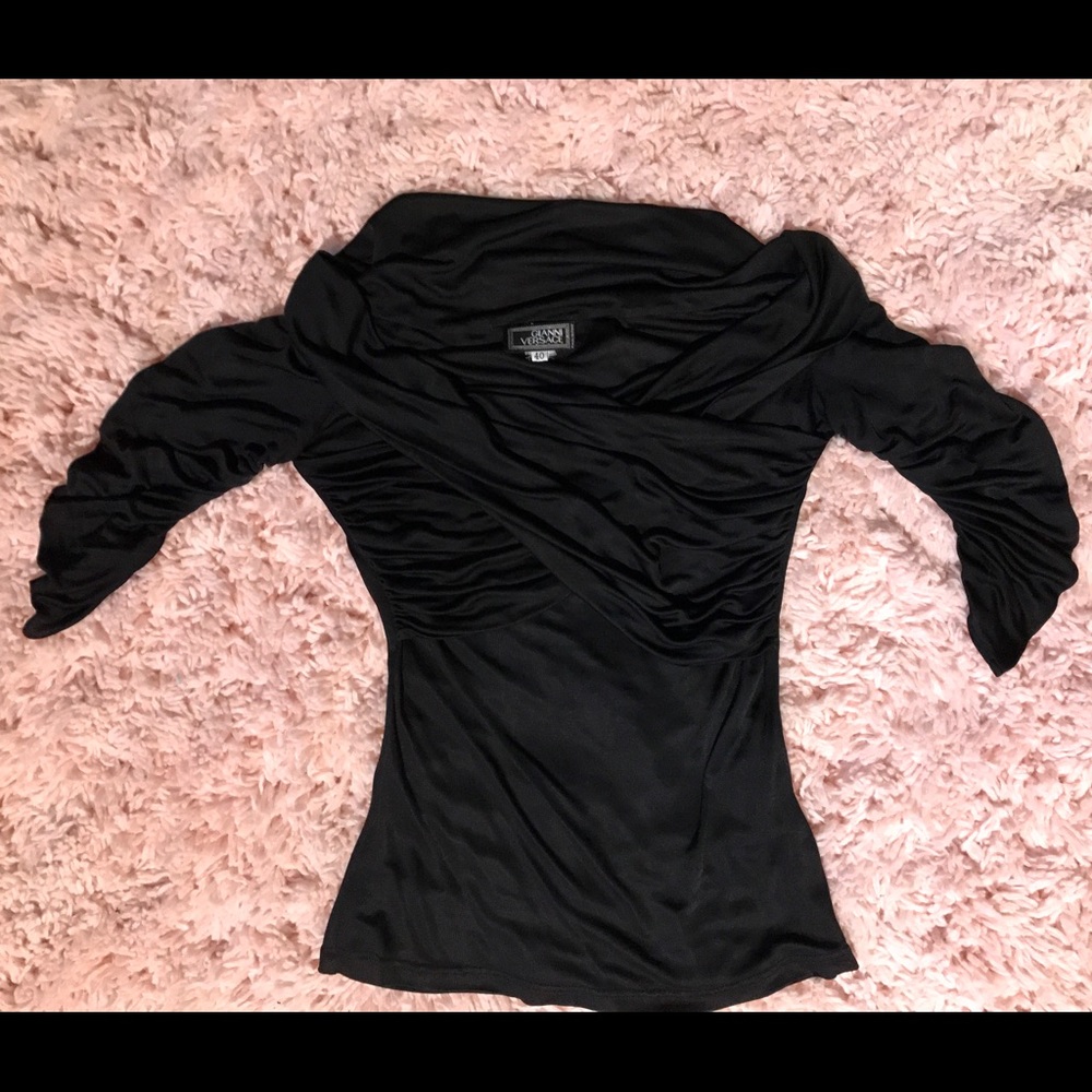 Gianni Versace black flowy blouse