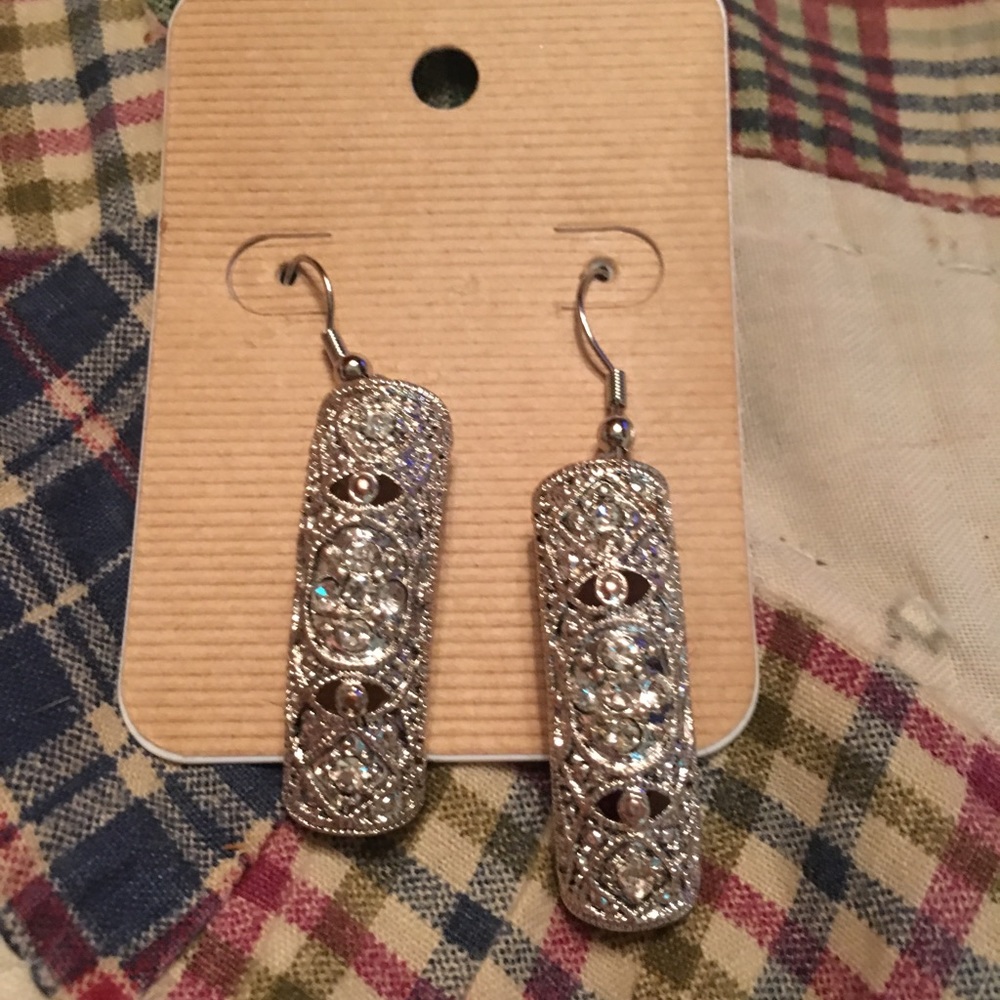 Silver barrel bling filigree earrings New