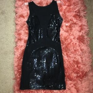 Aqua mini dress with sequin panels