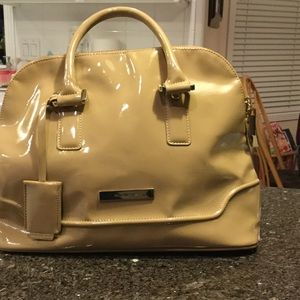 Large Beige Patent Shoulder Bag