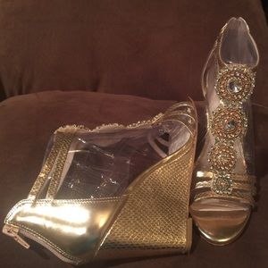 Vince Camuto Zimily Rose Gold Jeweled wedge heel