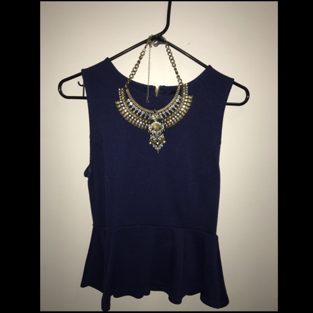 Navy blue peplum shirt