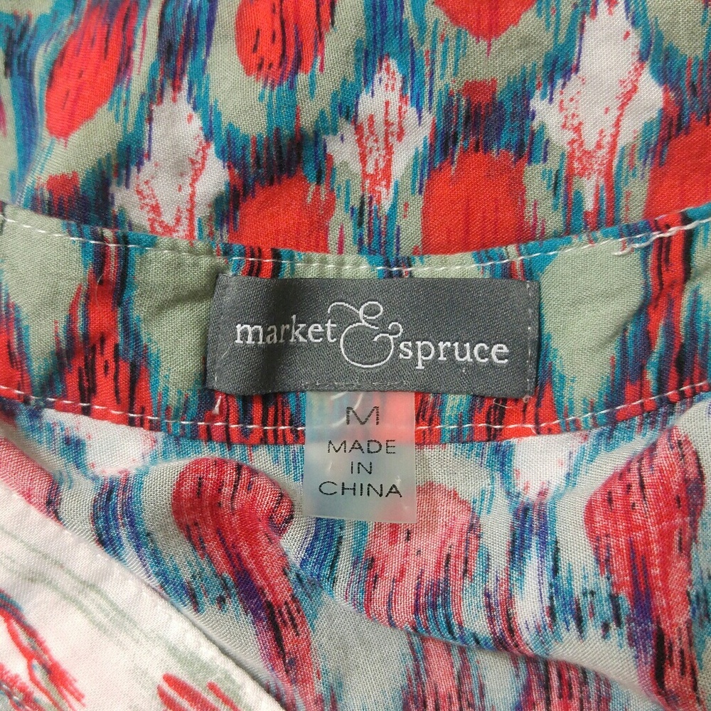 Market & Spruce Coval Ikat Med Top Tank Teal Red - Picture 3 of 4