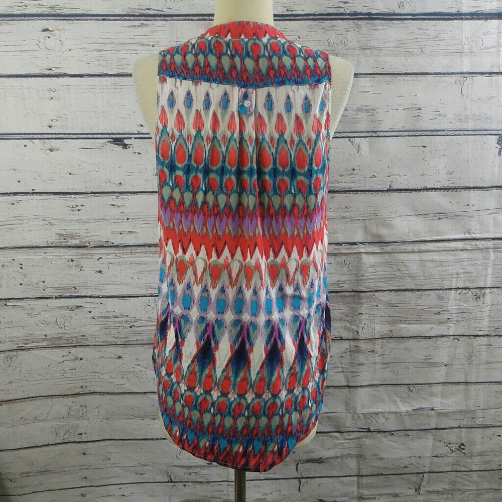 Market & Spruce Coval Ikat Med Top Tank Teal Red - Picture 4 of 4