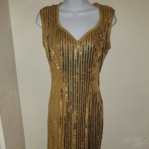 New full of gold sequins cocktail dress.