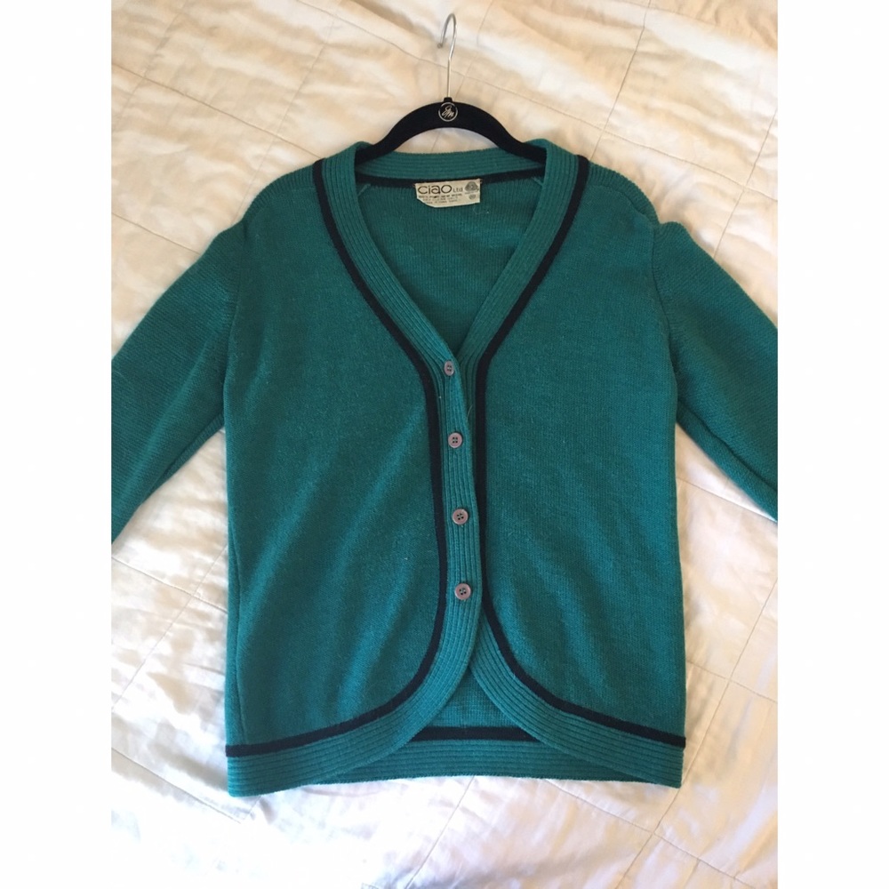 Vintage teal cardigan sweater