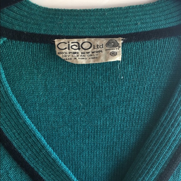 Vintage teal cardigan sweater - Picture 5 of 5