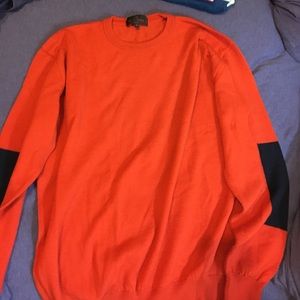 Etro orange sweater - black elbow square patches
