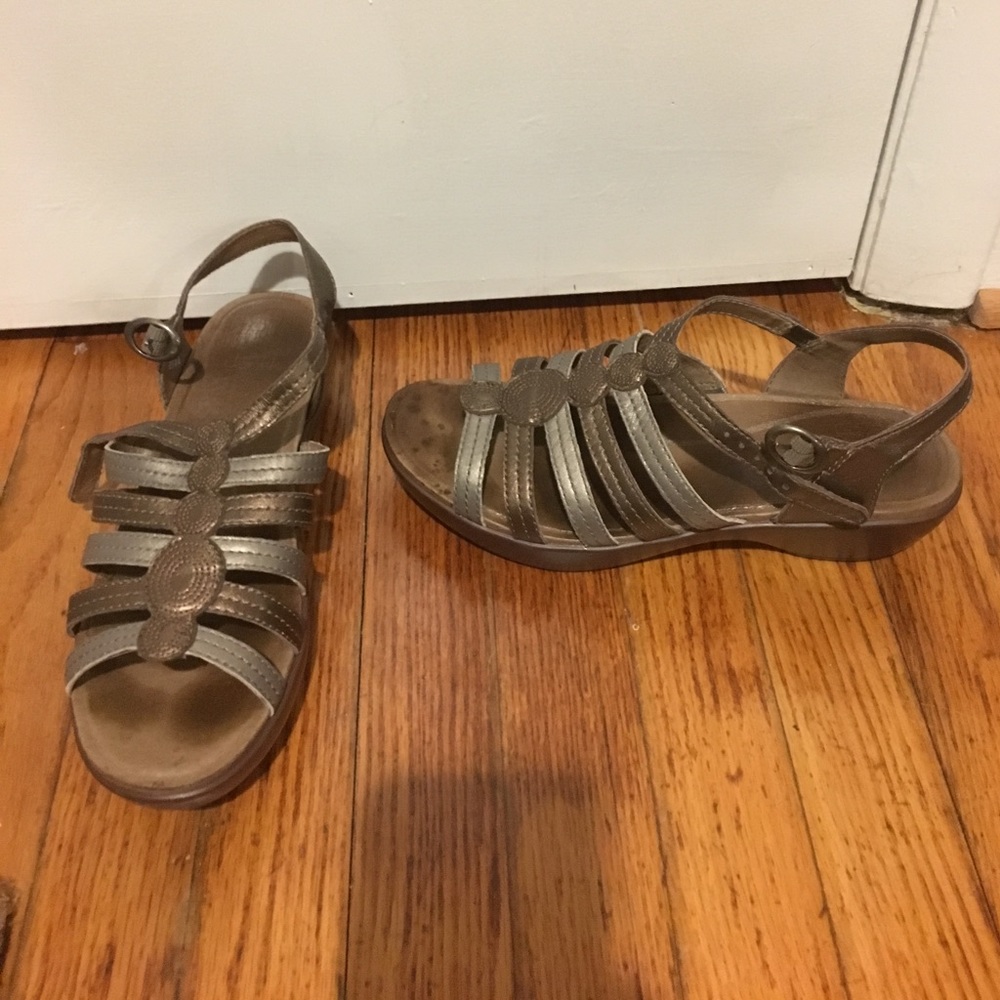 Silver and Gold Dansko Sandals Size 8.5