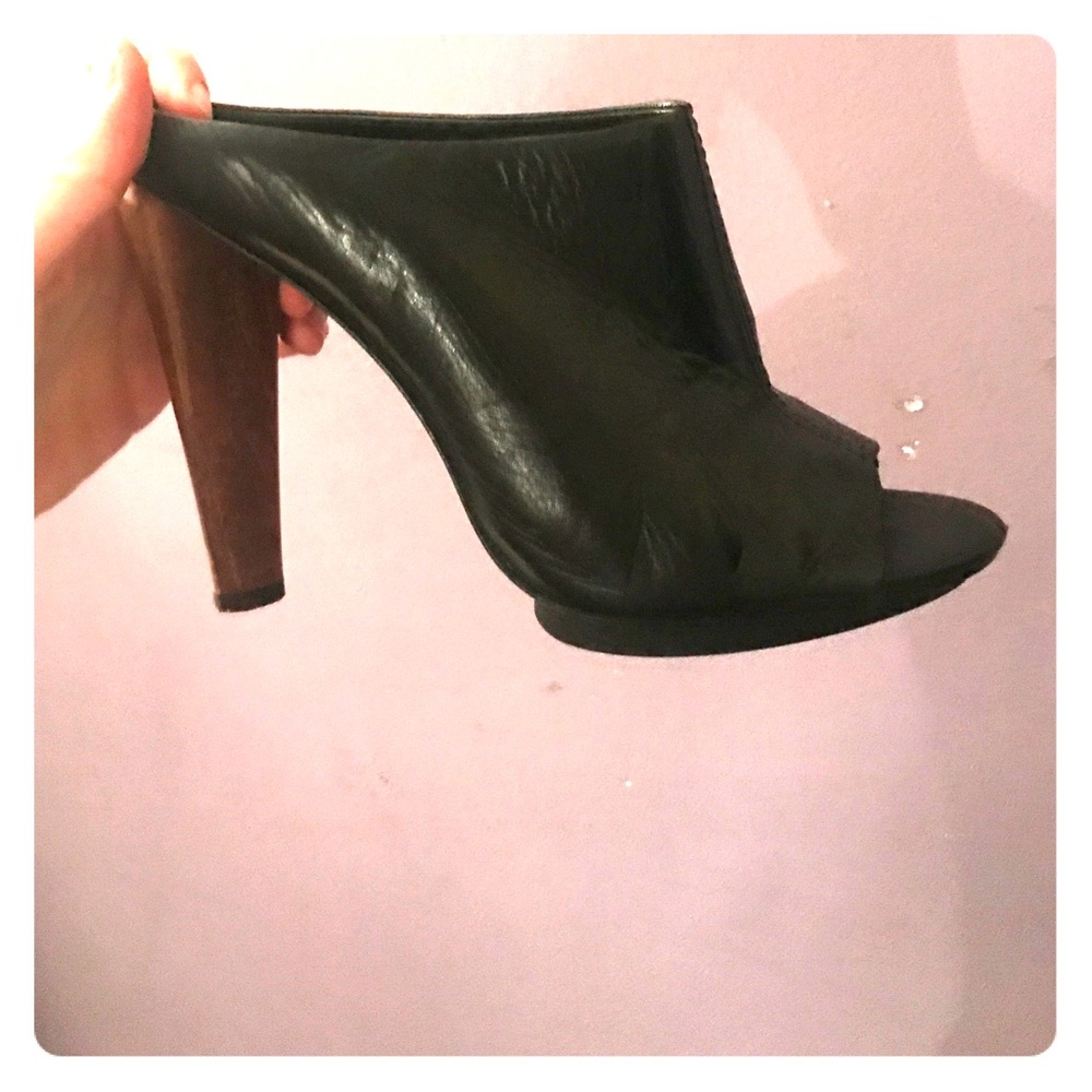 BCBG leather open toe pumps