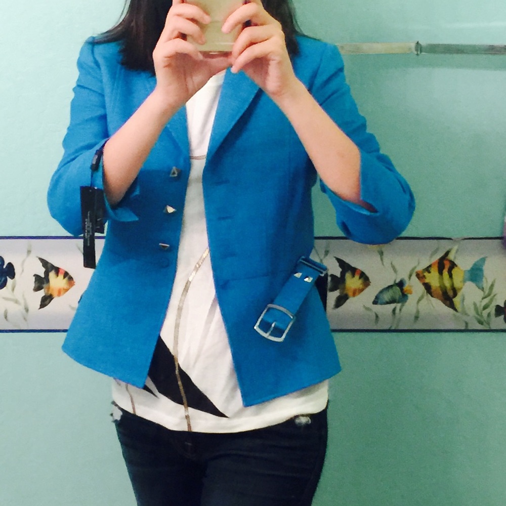 Tahari Paradise Blue Jacket Size 4p - New