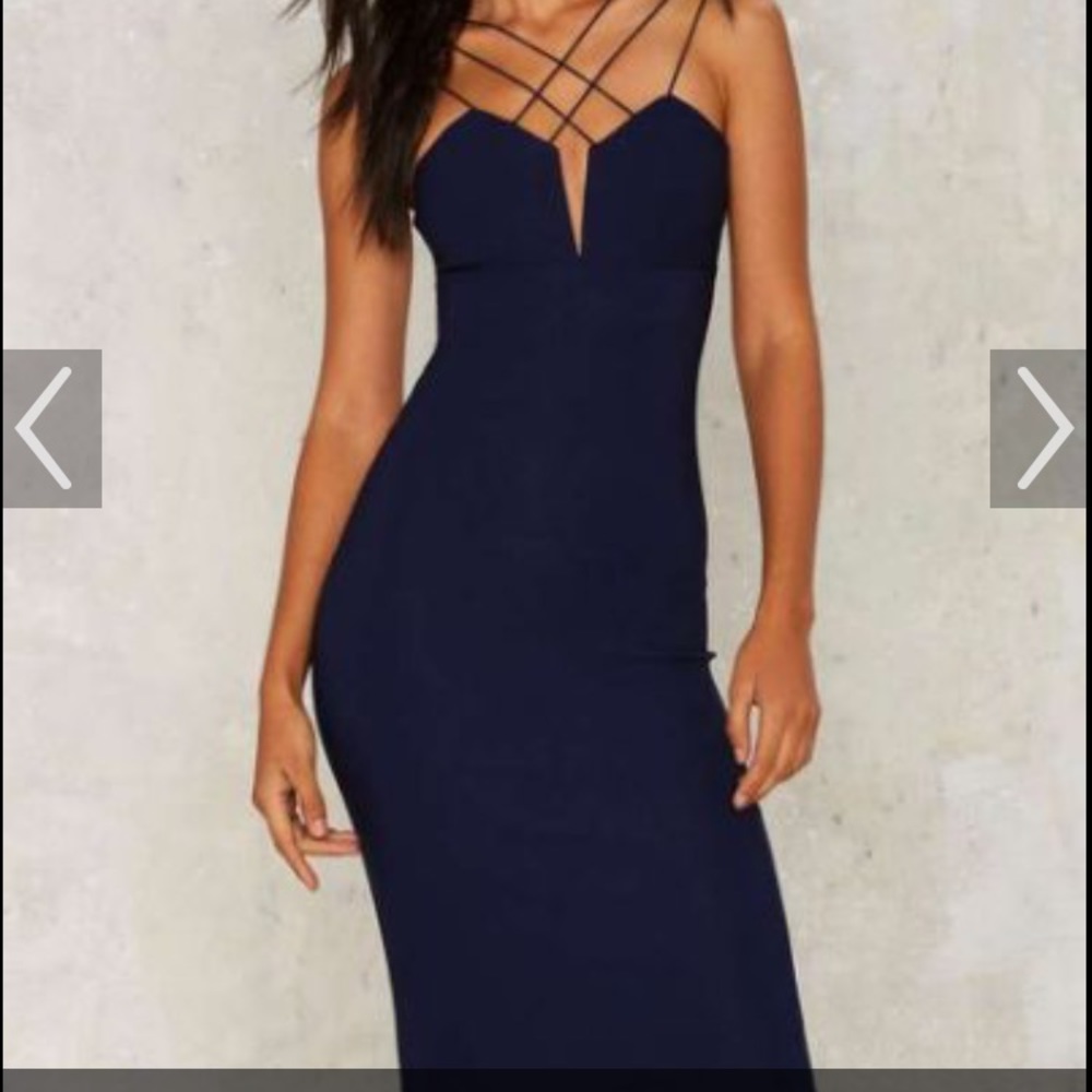 Rare London Asher Bodycon Dress Navy
