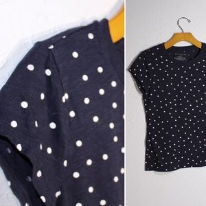 Ann Taylor navy polka dot tee