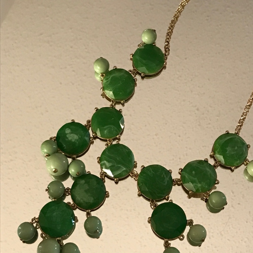 Long Green/Gold Statement Necklace