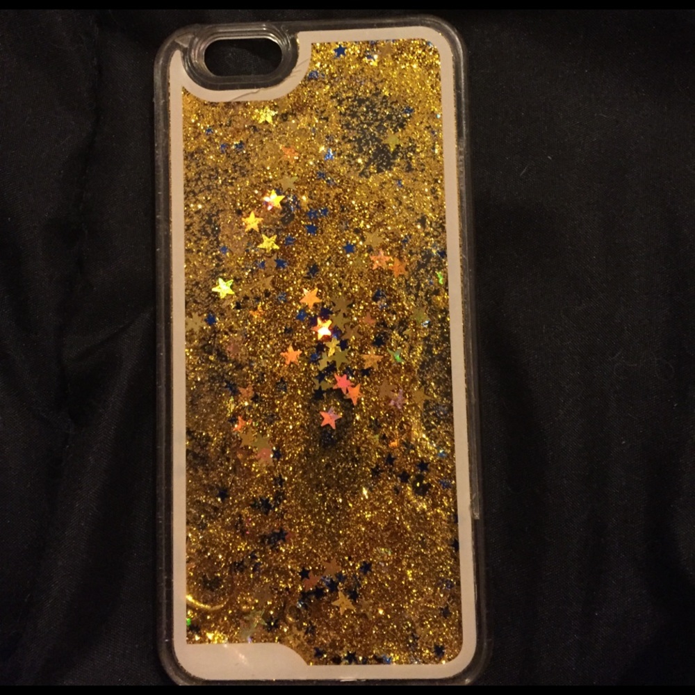 iPhone 6 gold liquid glitter phone case