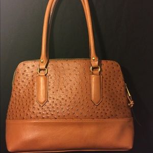 Faux Ostrich Skin Tawny Hobo Handbag
