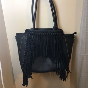 Large Black Fringe Bag