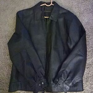 Mens black real leather jacket