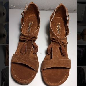 Women's Skechers wedge suede sandals