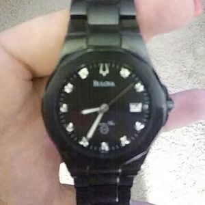 Mens black Bulova watch