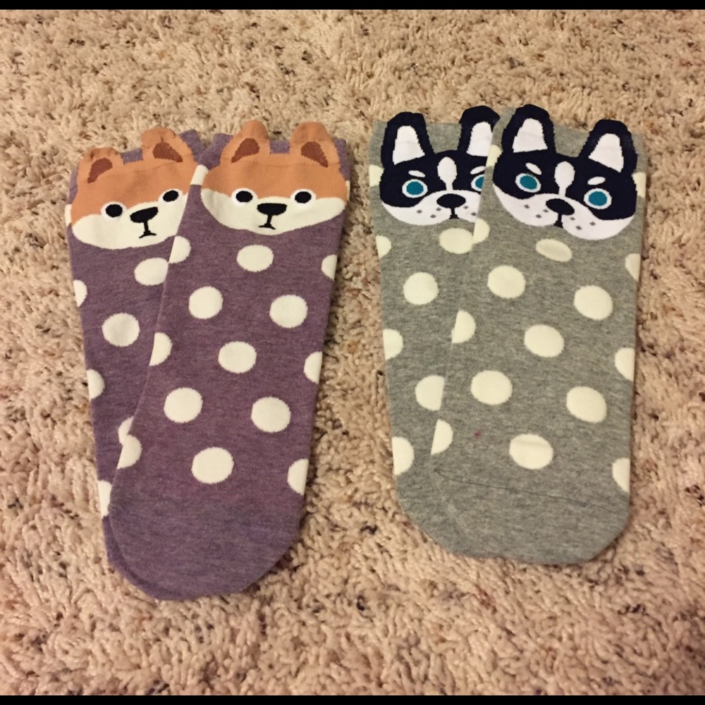 2 pairs of dog socks with a free pair of socks