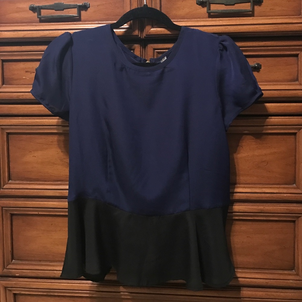 Navy & Black Peplum Top