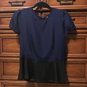 Navy & Black Peplum Top