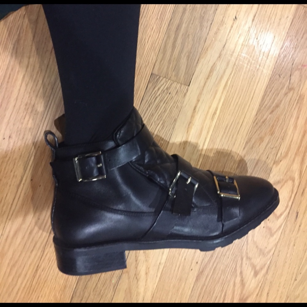 Black Zara buckle boots