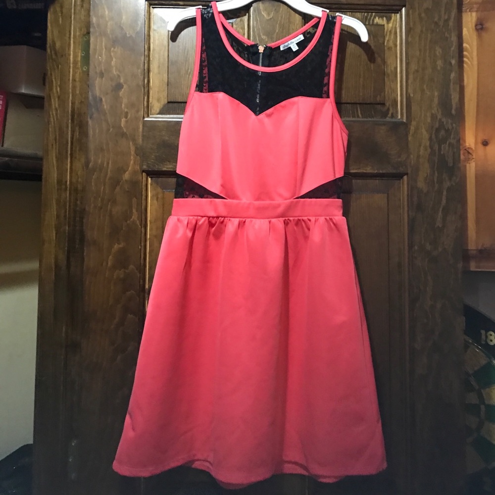 Pink dress with black heart mesh