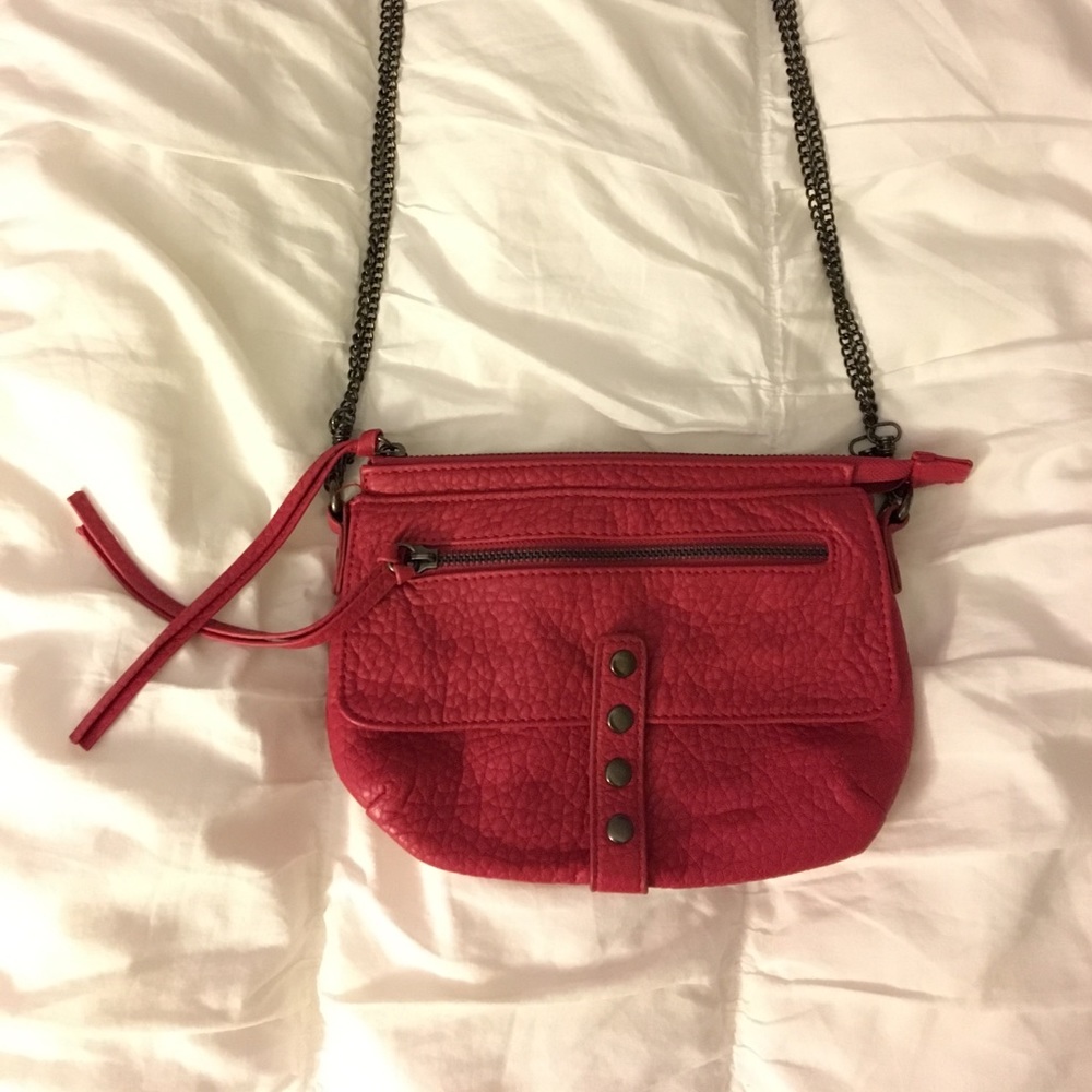 Pink over the shoulder purse with removable straps