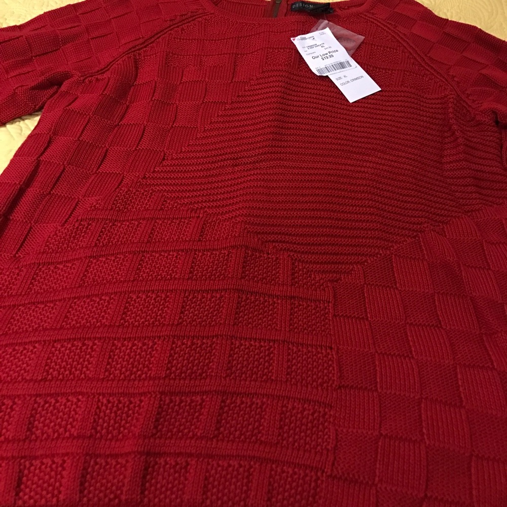 New! Patterned Knit Sweater - Red - XL